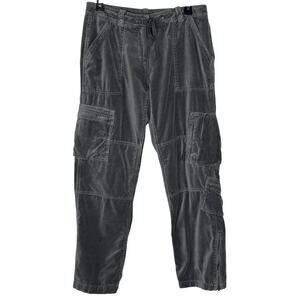 Sundance Pants Straight Leg Velvet Cargo Utility Grunge Goth Gray Size 2P Petite